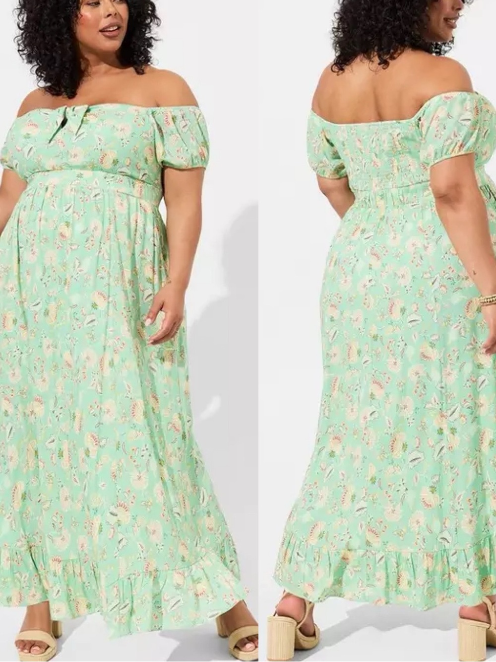 Torrid | Floral Gauze Off Shoulder Tie Front Maxi Dress